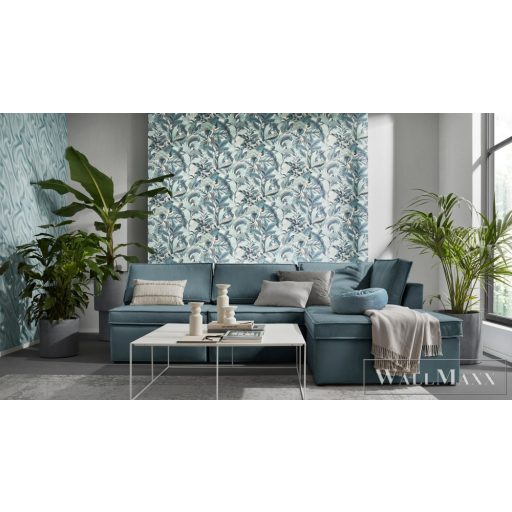 Erismann Elle Decoration 2 10202-18 türkiz Modern levél mintás tapéta
