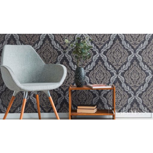 ERISMANN Carat Deluxe 12037-37 csillogó grafit ornamentika mintás klasszikus XXL tapéta