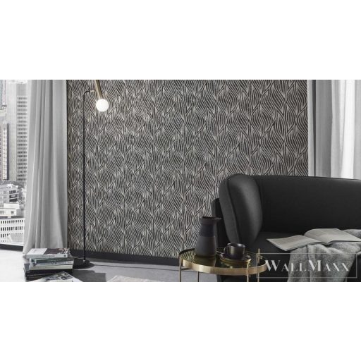 ERISMANN Carat Deluxe 12040-37 csillogó grafit levél mintás grafikus XXL tapéta