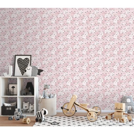 ICH Sambori 134-2 rózsaszín Cicás Gyerek vlies tapéta