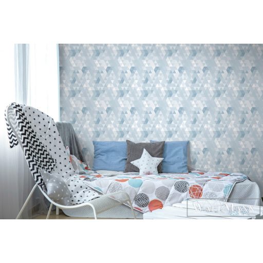 ICH Sambori 136-2 kék Háromszög mintás Gyerek vlies tapéta