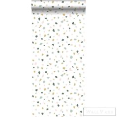   ESTAHOME Art Deco 139033 fehér-rózsaszín-mentazöld Terrazzo mintás Elegáns tapéta