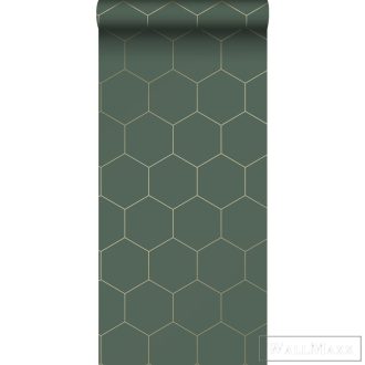   ESTAHOME Art Deco 139228 sötétzöld-arany Lépesméz mintás Elegáns tapéta
