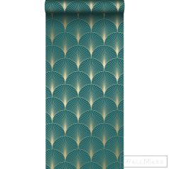   ESTAHOME Art Deco 139230 kékeszöld-arany Art Deco mintás Elegáns tapéta