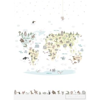   ICH Sambori 150-2 natur Térkép mintás Gyerek vlies poszter