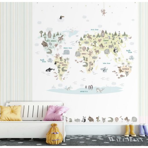 ICH Sambori 150-2 natur Térkép mintás Gyerek vlies poszter