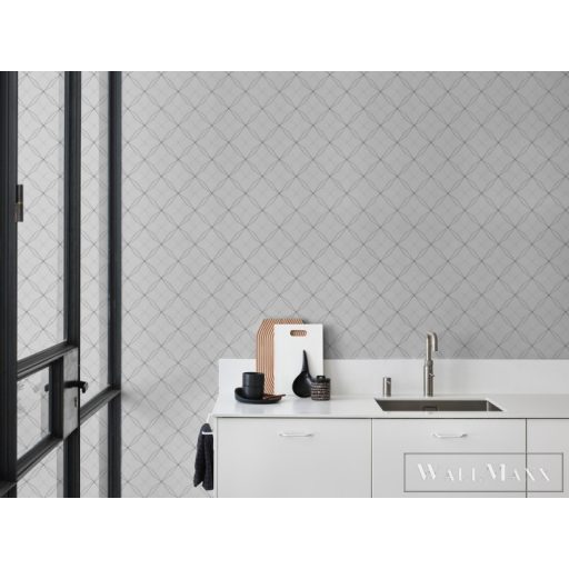 BN WALLS SmallTalk 219242 fekete, fehér Rács mintás Gyerek vlies alapú vinyl tapéta