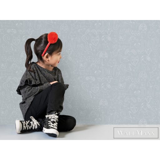 BN WALLS SmallTalk 219250 kék Kutya mintás Gyerek vlies alapú vinyl tapéta