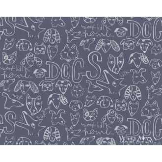   BN WALLS SmallTalk 219253 kék, fehér Kutya mintás Gyerek vlies alapú vinyl tapéta