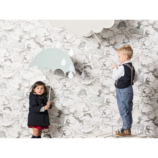 BN WALLS SmallTalk 219263 fehér, fekete Felhő mintás Gyerek vlies alapú vinyl tapéta