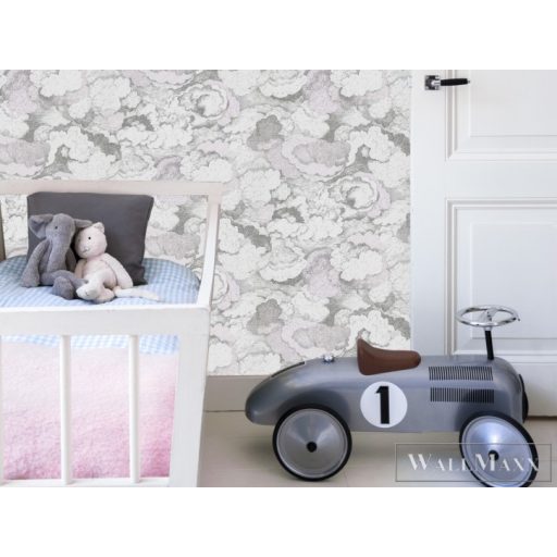 BN WALLS SmallTalk 219264 rózsaszín, fekete Felhő mintás Gyerek vlies alapú vinyl tapéta