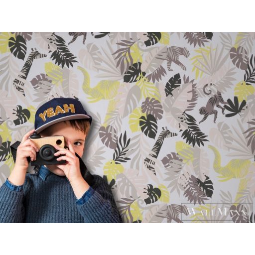 BN WALLS SmallTalk 219301 barna-rózsaszín levél mintás trópusi tapéta