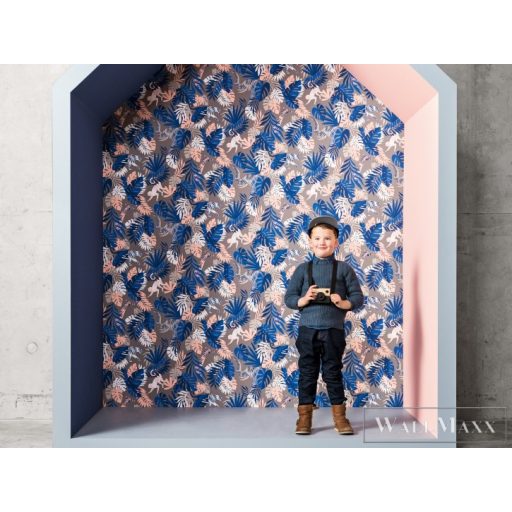 BN WALLS SmallTalk 219305 színes-kék levél mintás trópusi tapéta