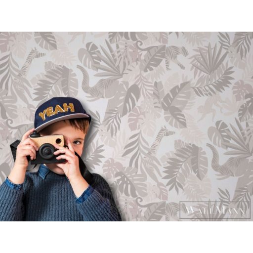 BN WALLS SmallTalk 219306 fehér-bézs levél mintás trópusi tapéta