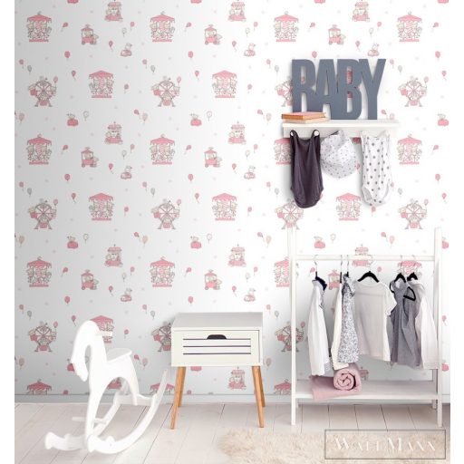 ICH Lullaby 220-2 rözsaszín Körhinta mintás Gyerek papír tapéta