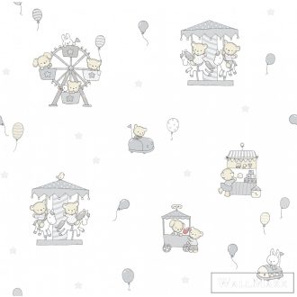   ICH Lullaby 220-3 sárga, szürke Körhinta mintás Gyerek papír tapéta
