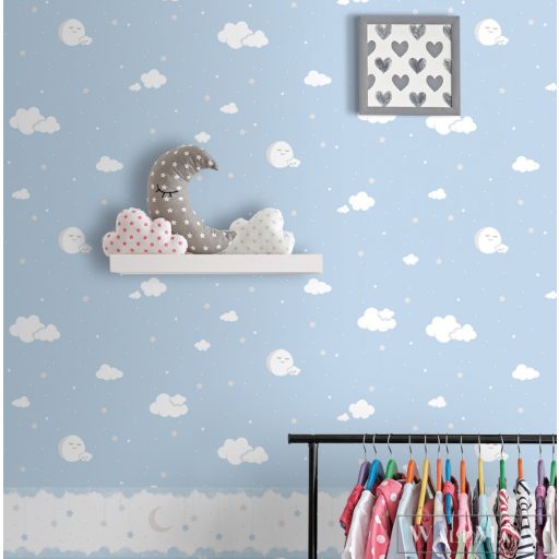 ICH Lullaby 221-1 kék Telihold mintás Gyerek papír tapéta