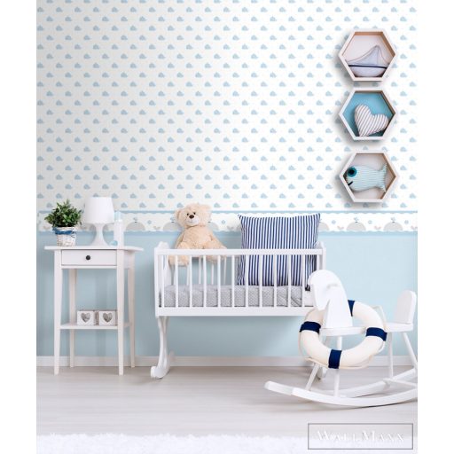 ICH Lullaby 223-1 kék Bálna mintás Gyerek papír tapéta