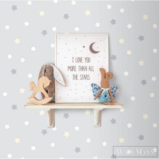 ICH Lullaby 225-3 sárga, szürke Csillag mintás Gyerek papír tapéta