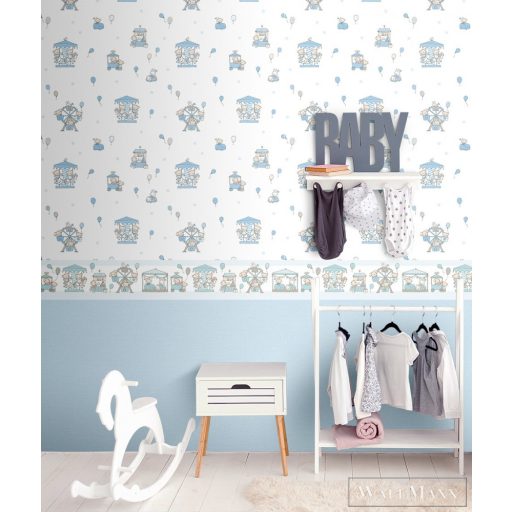 ICH Lullaby 240-1 kék Körhinta mintás Gyerek öntapadós bordűr