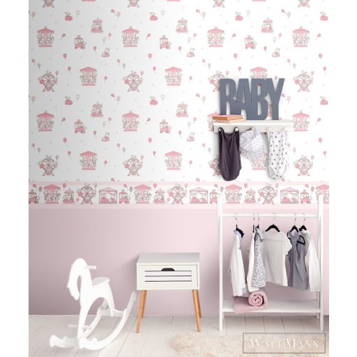 ICH Lullaby 240-2 rözsaszín Körhinta mintás Gyerek öntapadós bordűr