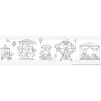   ICH Lullaby 240-3 sárga-szürke Körhinta mintás Gyerek öntapadós bordűr