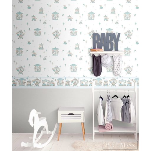 ICH Lullaby 240-4 menta-zöld Körhinta mintás Gyerek öntapadós bordűr