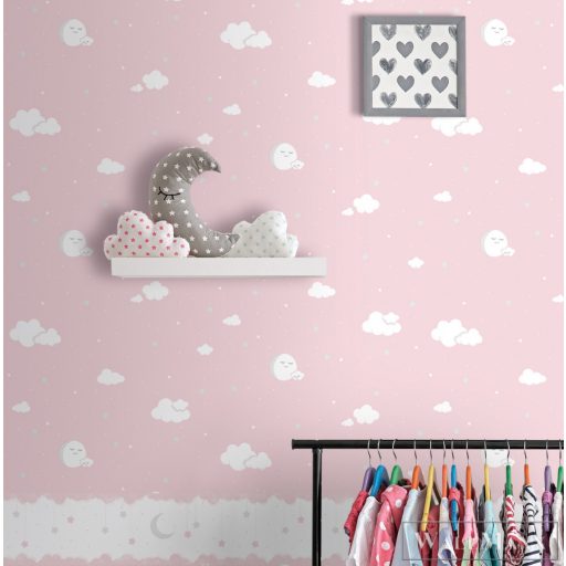 ICH Lullaby 241-2 rözsaszín Telihold mintás Gyerek öntapadós bordűr