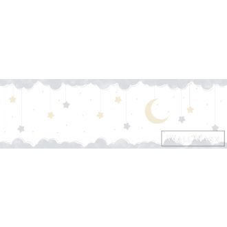   ICH Lullaby 241-3 sárga-szürke Telihold mintás Gyerek öntapadós bordűr