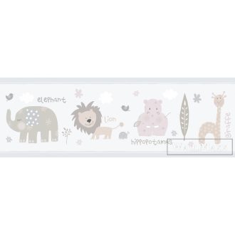  ICH Lullaby 242-2 szürke Szafari mintás Gyerek öntapadós bordűr