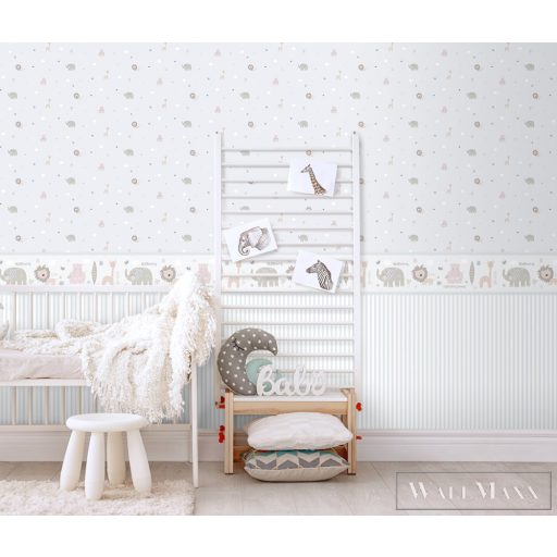 ICH Lullaby 242-2 szürke Szafari mintás Gyerek öntapadós bordűr