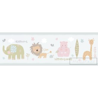   ICH Lullaby 242-3 menta-zöld Szafari mintás Gyerek öntapadós bordűr