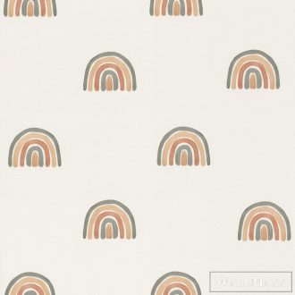   Rasch Bambino XIX 252217 törtfehér, zöld Szivárvány mintás Gyerek vlies tapéta