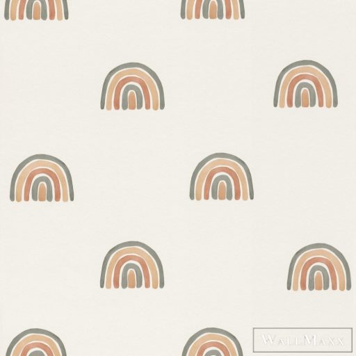 Rasch Bambino XIX 252217 törtfehér, zöld Szivárvány mintás Gyerek vlies tapéta