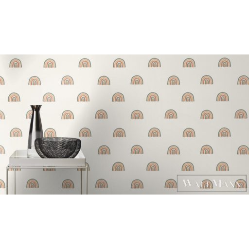 Rasch Bambino XIX 252217 törtfehér, zöld Szivárvány mintás Gyerek vlies tapéta