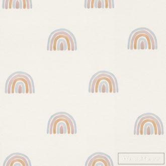   Rasch Bambino XIX 252231 kék, törtfehér Szivárvány mintás Gyerek vlies tapéta
