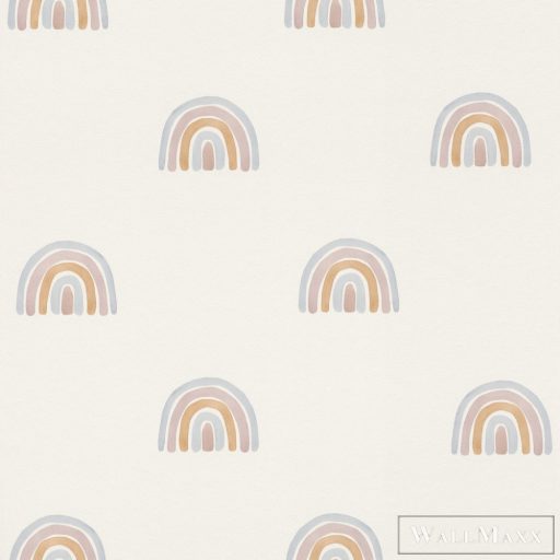 Rasch Bambino XIX 252231 kék, törtfehér Szivárvány mintás Gyerek vlies tapéta