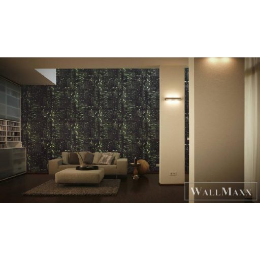 AS CREATION 2528-45 sötétben világító felhőkarcoló mintás tapéta