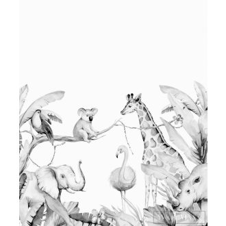   Rasch Bambino XIX 253320 Dzsungel fekete-fehér elefánt mintás digitális panel