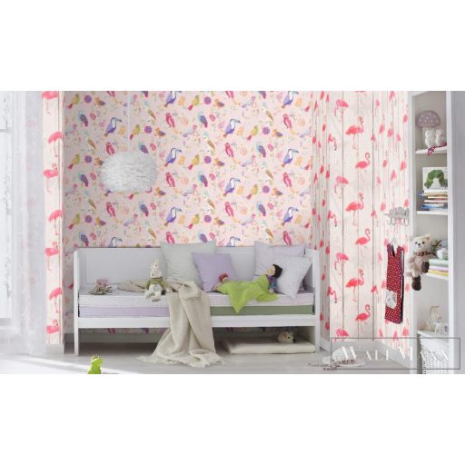 Kids & Teens 293012 tapéta ·Rasch tapéta  kislányos madárkás rózsaszín 