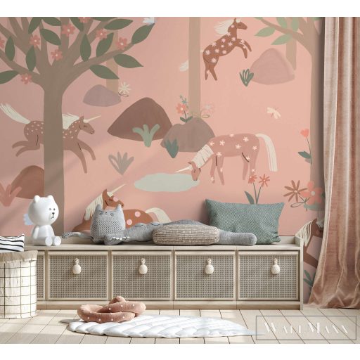 RASCH Roomblush 300028 rózsaszín unikornis mintás gyermek digitális panel