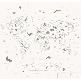   RASCH Roomblush 300064 zöld geográf mintás gyermek digitális panel