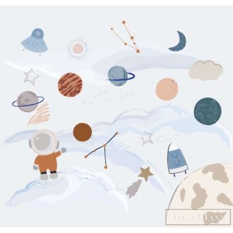   RASCH Roomblush 300068 barna kozmosz mintás gyermek digitális panel