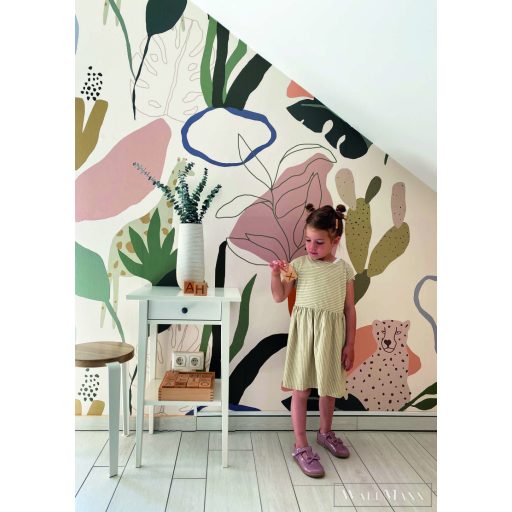 RASCH Roomblush 300090 rózsaszín szafari mintás gyermek digitális panel