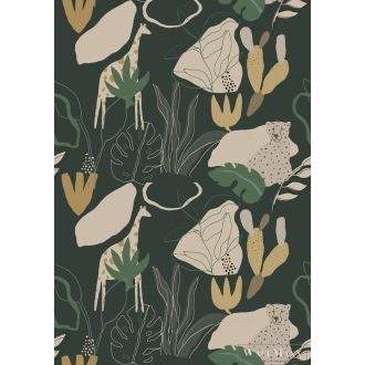   RASCH Roomblush 300125 zöld szafari mintás gyermek digitális panel