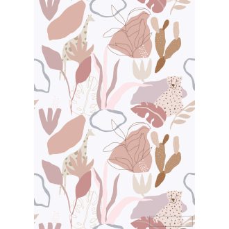   RASCH Roomblush 300143 rózsaszín szafari mintás gyermek digitális panel