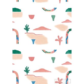   RASCH Roomblush 300167 narancssárga kaktusz mintás gyermek digitális panel