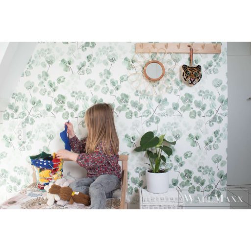 RASCH Roomblush 300181 zöld eukaliptusz mintás gyermek digitális panel