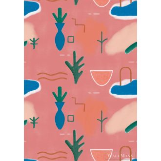   RASCH Roomblush 300187 rózsaszín kaktusz mintás gyermek digitális panel