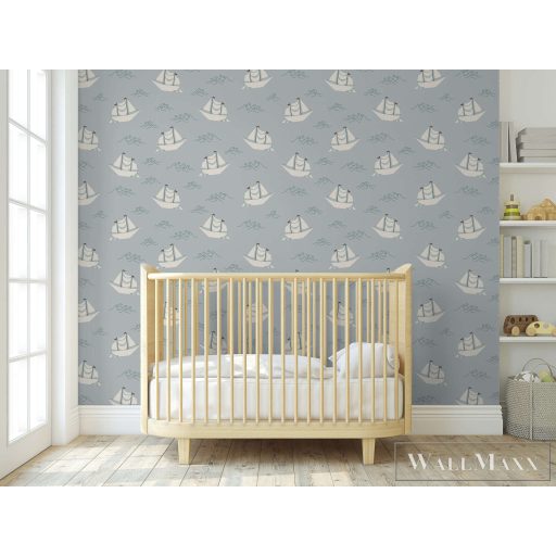 RASCH Roomblush 300198 kék vitorlás mintás gyermek digitális panel